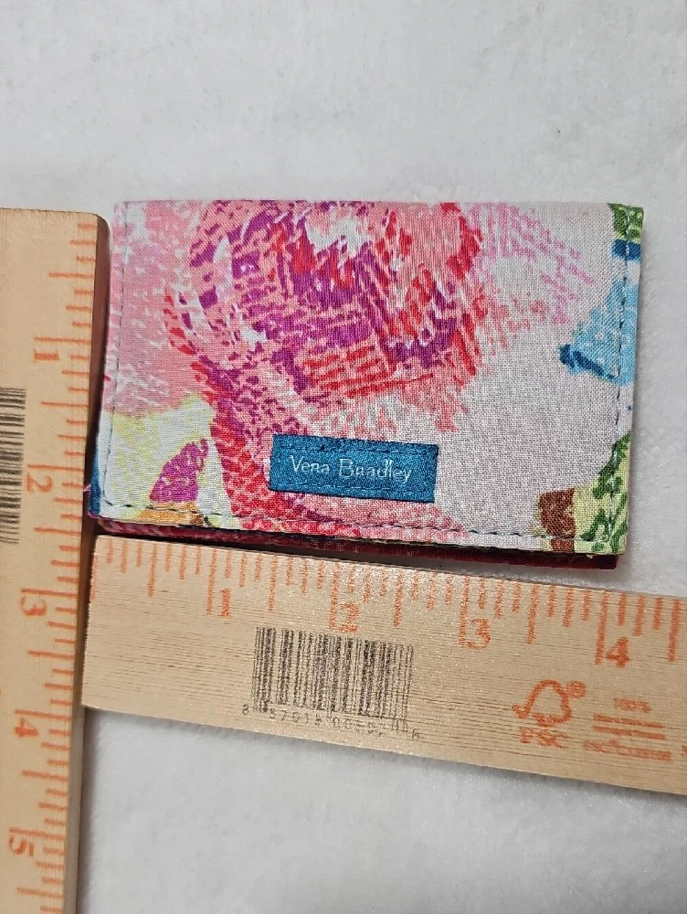 Vera Bradley Pink Floral Card Wallet with Blue Logo wSecurity  RFD
